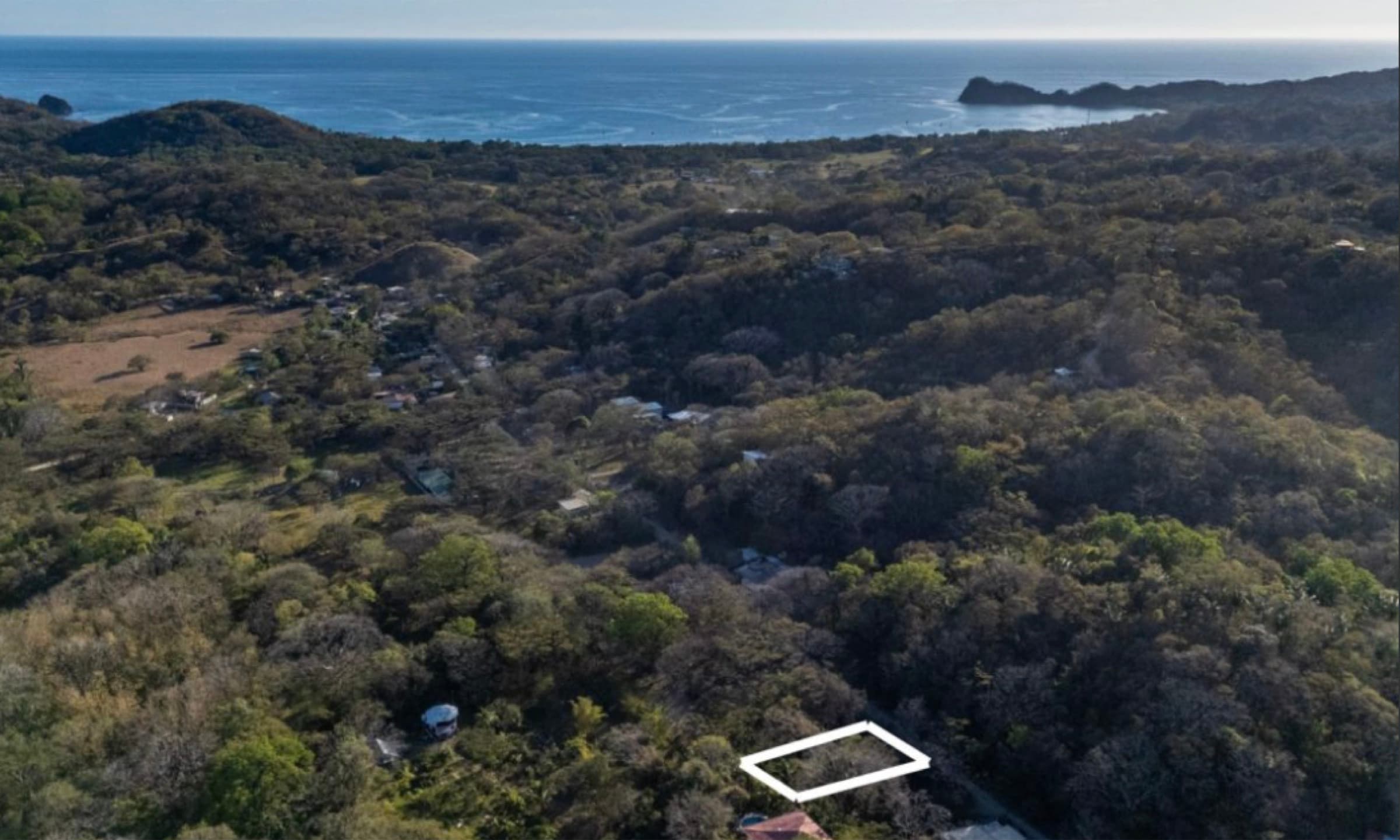 Aerial view of Las Delicias lot in Nosara